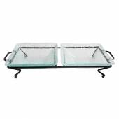 Блюдо для выкладки стеклянное с металлическим основанием 340*150*65 мм P.L. P22069