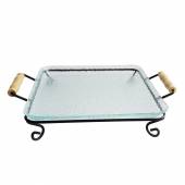 Блюдо для выкладки стеклянное с металлическим основанием 350*280*75 мм P.L. P2323