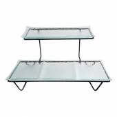 Сет из двух стеклянных блюд для выкладки на металлическом основании 380*220*190 мм P.L. P2306