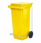 Бак для мусора 120 л 55*45*96 см. желтый, с крышкой на колёсах с педалью 68445 Бак для мусора 120 л 55*45*96 см. желтый, с крышкой на колёсах с педалью 68445