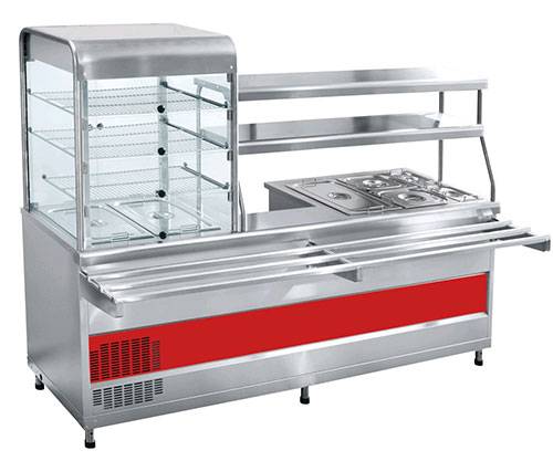 Прилавок-витрина холодильный мармитный универсальный Абат Мини ПВХМ-70КМУ витрина слева Прилавок-витрина холодильный мармитный универсальный Абат Мини ПВХМ-70КМУ витрина слева