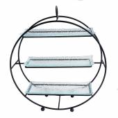 Сет из трех стеклянных блюд для выкладки на металлическом основании 330*110*360 мм P.L. P21120