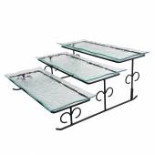 Сет из трех стеклянных блюд для выкладки на металлическом основании 350*340*160 мм P.L.  P2063