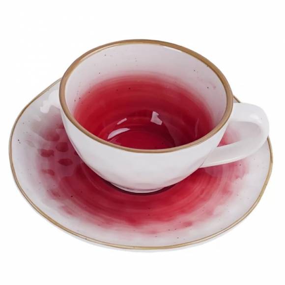 Чайная пара 240 мл, фарфор,красный цвет "The Sun" P.L. 170639 /1/