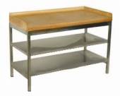 СП2ПМР Стол производственный для мучных работ 1000*500*850мм с 2-мя полками, 3-мя бортами СП2ПМР Стол производственный для мучных работ 1000*500*850мм с 2-мя полками, 3-мя бортами