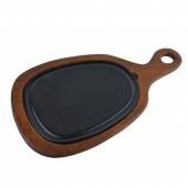 Блюдо для подачи 245*205 мм с ручкой на дерев. подставке Notte Neat Bonna