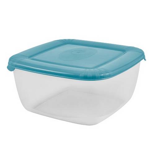 Контейнер для продуктов квадр. 0,95 л. 14,5*14,5*7,2 см. п/п с голубой крышкой /1/17/