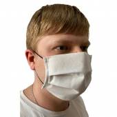 Маска защитная одноразовая 3-х слойная из спанбонда на резинках /100/