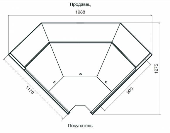 Витрина Dazzl Galaxy 090 Plug-in Закрытый угол 90 вентилируемая универсальная (без боковин)