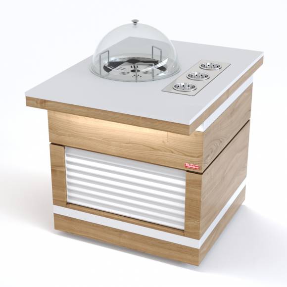 Прилавок диспенсер для тарелок тепловой островной RBN41HSI-ЖЖ ШС Filin 825x1100x860мм