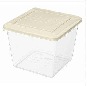 Контейнер для продуктов квадр. 1 л. 12,4*12,4*10 см. п/п с светло-бежевой крышкой /1/20/